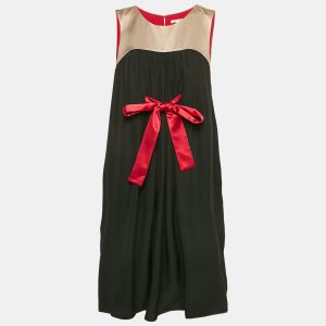 Paule Ka Black Gathered Silk Mini Sleeveless Shift Dress S, Dresses - Luxury Closet catalog