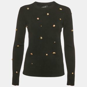 Paule Ka Black Wool Knit Embellished Sweater M, Sweaters & Cardigans - Luxury Closet catalog