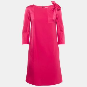 Paule Ka Pink Crepe Bow Detail Mini Shift Dress S, Dresses - Luxury Closet catalog