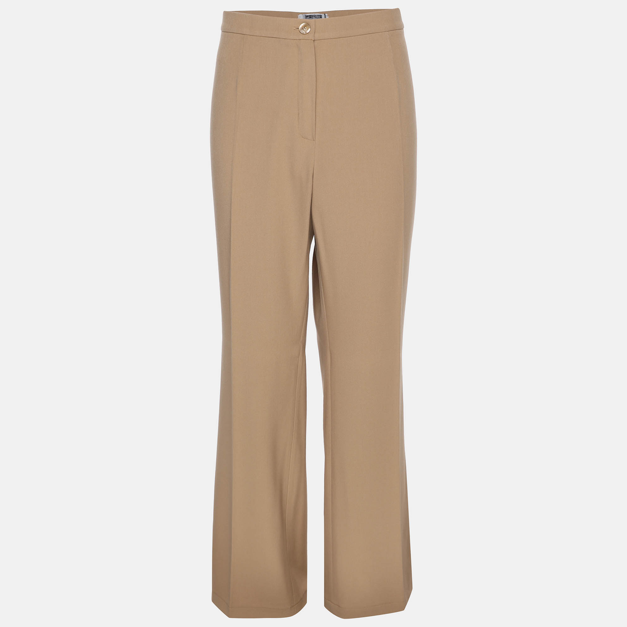 Perte by Krizia Brown Crepe Straight Leg Trousers XL, Clothing - Luxury Closet catalog