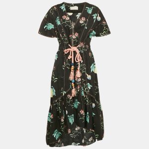 Peter Pilotto Navy Blue Floral Print Asymmetric Flounce Midi Dress M, Dresses - Luxury Closet catalog