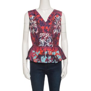Peter Pilotto Multicolor Textured Water Orchid Print Cloque Peplum Top M, Shirts & Tops - Luxury Closet catalog