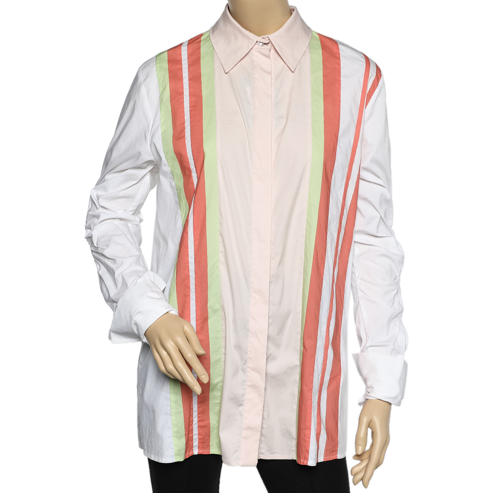 Peter Pilotto Multicolor Striped Cotton Cutout Sleeve Detail Shirt S, Shirts & Tops - Luxury Closet catalog