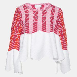 Peter Pilotto Pink/White Cotton & Wool Knit Peplum Sweater S, Sweaters & Cardigans - Luxury Closet catalog