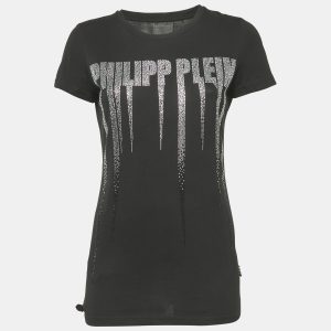 Philipp Plein Couture Black Logo Embellished Cotton T-Shirt S, Shirts & Tops - Luxury Closet catalog