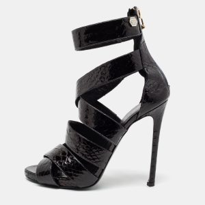 Philipp Plein Black Python Embossed Leather Strappy Sandals Size 38, Sandals - Luxury Closet catalog