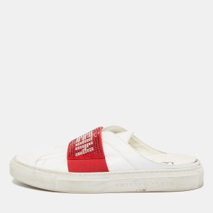 Phillip Plein White/Red Leather Crystal Embellished Logo Sneaker Mules Size 38, Sandals - Luxury Closet catalog