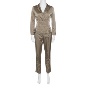 Philosophy di Alberta Ferretti Olive Green Satin Blazer and Trouser Set M, Suits - Luxury Closet catalog