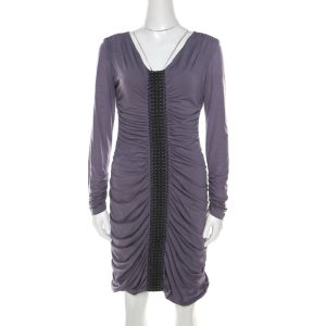 Philosophy Di Alberta Ferretti Lilac Jersey Embroidered Ruched Detail Dress M, Dresses - Luxury Closet catalog