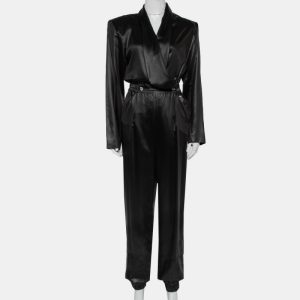 Philosophy Di Lorenzo Serafini Black Sateen V-Neck Buttoned Jumpsuit M, Suits - Luxury Closet catalog