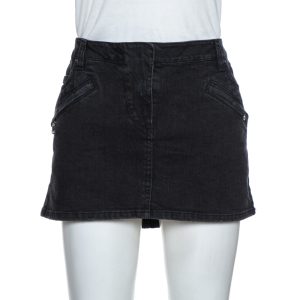 Pierre Balmain Dark Grey Washed Denim Mini Skirt M, Skirts - Luxury Closet catalog