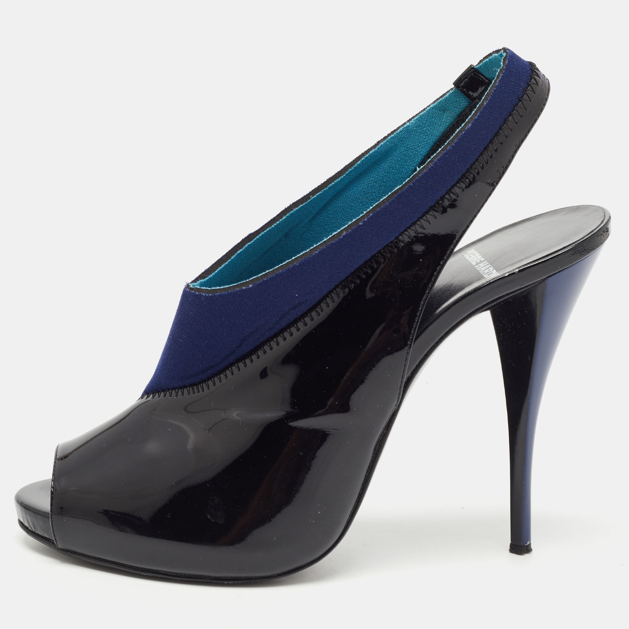 Piere Hardy Black/Blue Fabric and Patent Leather Slingback Pumps Size 41, Pumps - Luxury Closet catalog