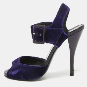 Pierre Hardy Blue Velvet Ankle Strap Sandals Size 38.5, Sandals - Luxury Closet catalog