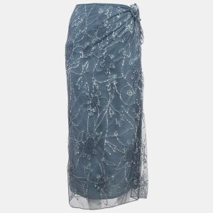 Polo Ralph Lauren Grey Sequin Embroidered Tulle Midi Skirt L, Skirts - Luxury Closet catalog