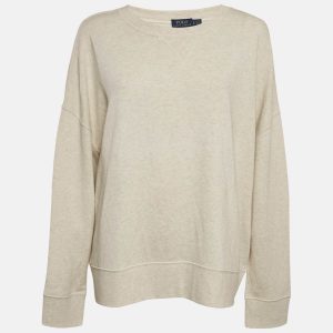 Polo Ralph Lauren Grey Suede Trim Cotton Crew Neck Sweatshirt XL, Sweaters & Cardigans - Luxury Closet catalog
