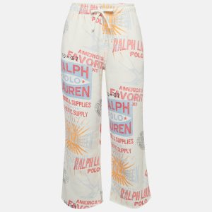 Polo Ralph Lauren White Graphic Print Fleece Athletic Trousers S, Clothing - Luxury Closet catalog