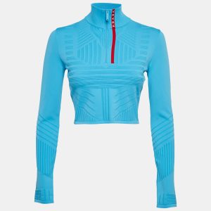 Prada Sport Blue Textured Technical Jersey Crop Jacket S, Coats & Jackets - Luxury Closet catalog