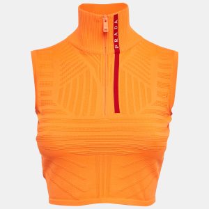Prada Sport Orange Textured Technical Jersey Crop Top S, Shirts & Tops - Luxury Closet catalog