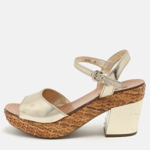 Prada Sport Gold Leather Platform Ankle Strap Sandals Size 39, Sandals - Luxury Closet catalog