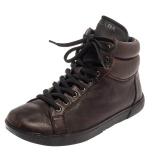 Prada Sport Brown Leather High Top Sneakers Size 35, Athletic Shoes & Sneakers - Luxury Closet catalog