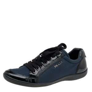 Prada Sport Black/Navy Blue Patent Leather And Nylon Low Top Sneakers Size 38, Athletic Shoes & Sneakers - Luxury Closet catalog