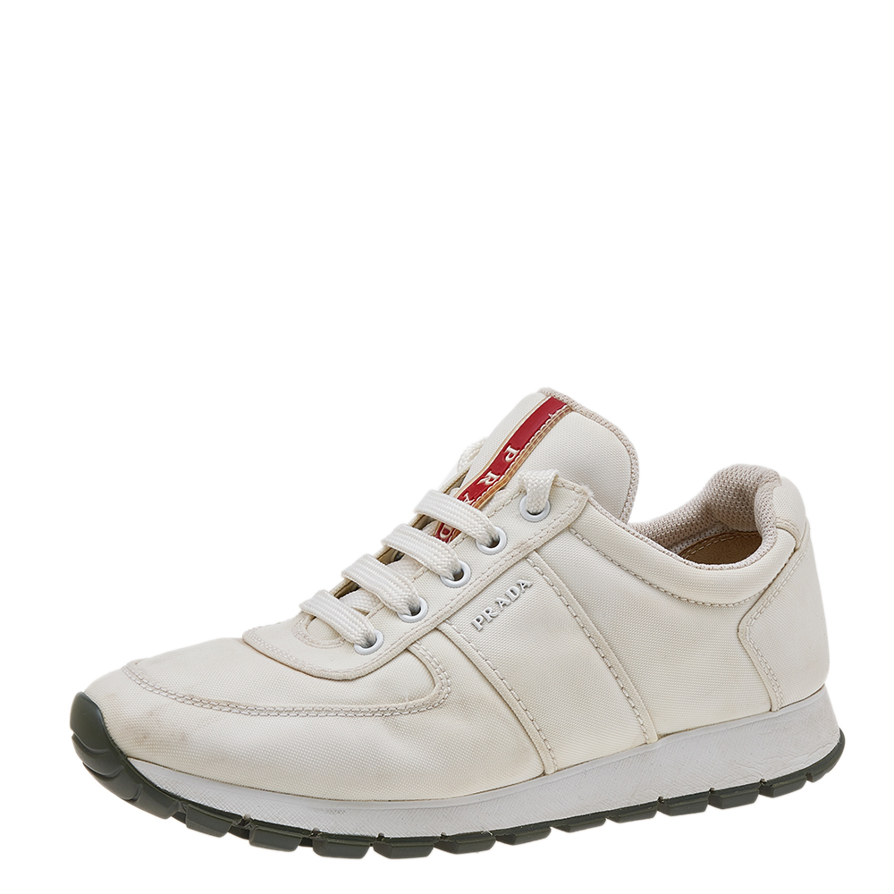 Prada Sport White Canvas Lace Up Low Top Sneakers Size 38.5, Athletic Shoes & Sneakers - Luxury Closet catalog