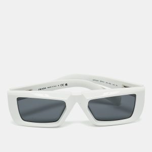 Prada White/Grey SPR24Y Frame Rectangular Sunglasses, Sunglasses - Luxury Closet catalog