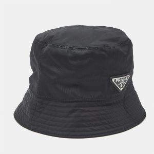 Prada Black Synthetic Triangle Logo Plaque Bucket Hat L, Apparel & Accessories - Luxury Closet catalog