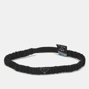 Prada Black Re-Nylon Logo Plaque Elastic Headband, Apparel & Accessories - Luxury Closet catalog