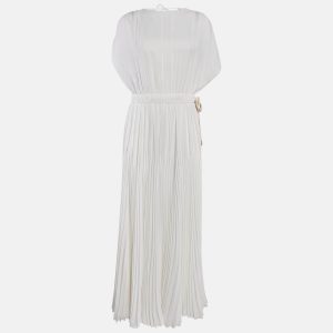 Prada White Silk Pleated Maxi Dress M, Dresses - Luxury Closet catalog