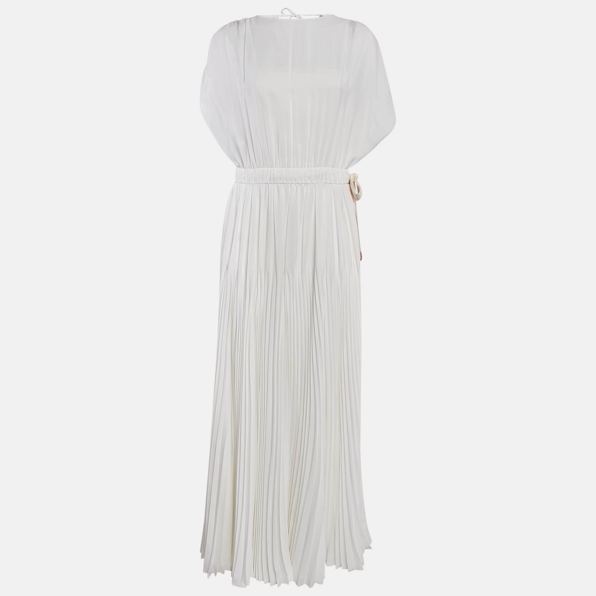 Prada White Silk Pleated Maxi Dress M, Dresses - Luxury Closet catalog
