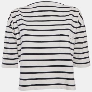 Prada White/Blue Stripe Cotton Knit Top L, Shirts & Tops - Luxury Closet catalog