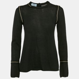 Prada Grey Knit Long Sleeve Open Back Sweater M, Sweaters & Cardigans - Luxury Closet catalog