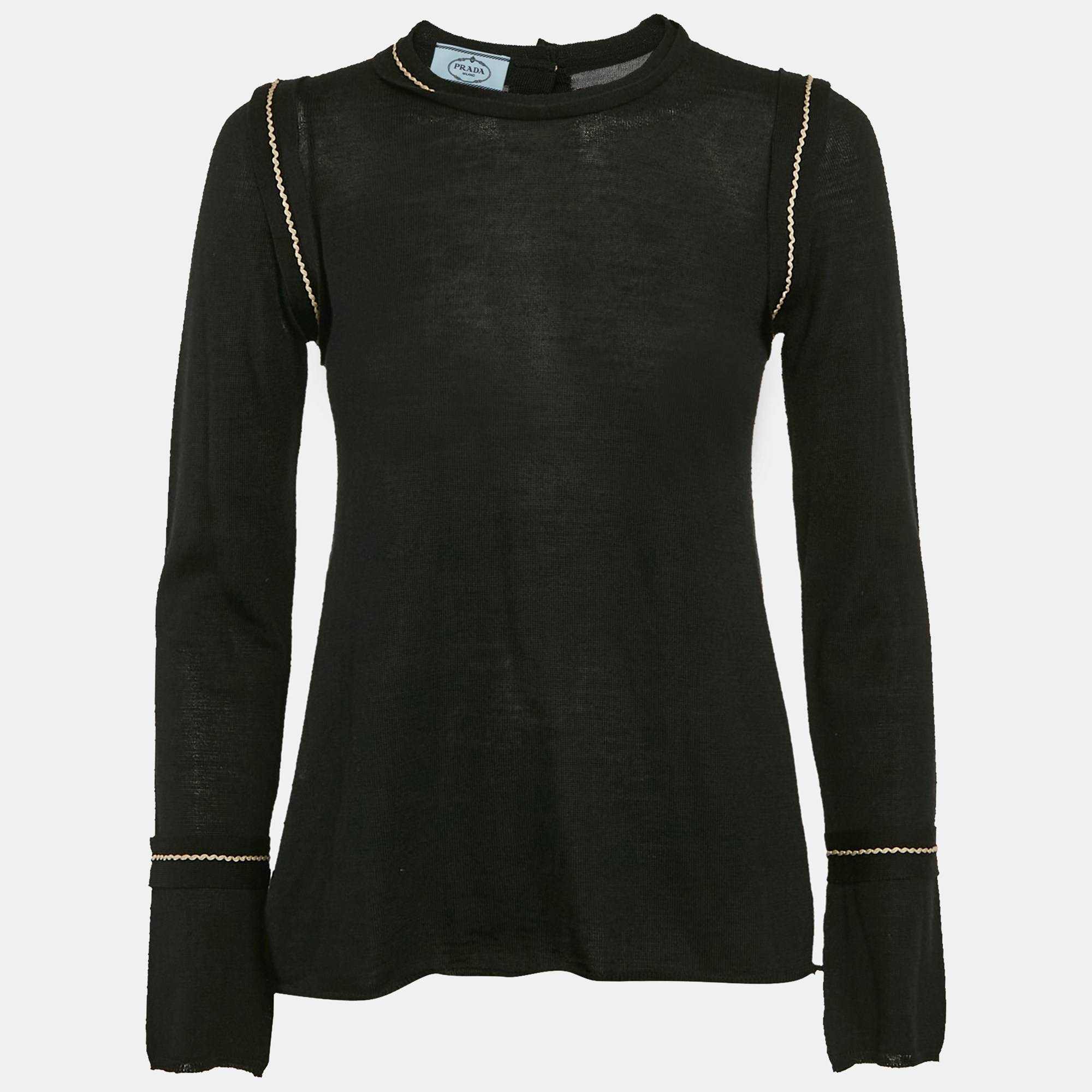 Prada Grey Knit Long Sleeve Open Back Sweater M, Sweaters & Cardigans - Luxury Closet catalog