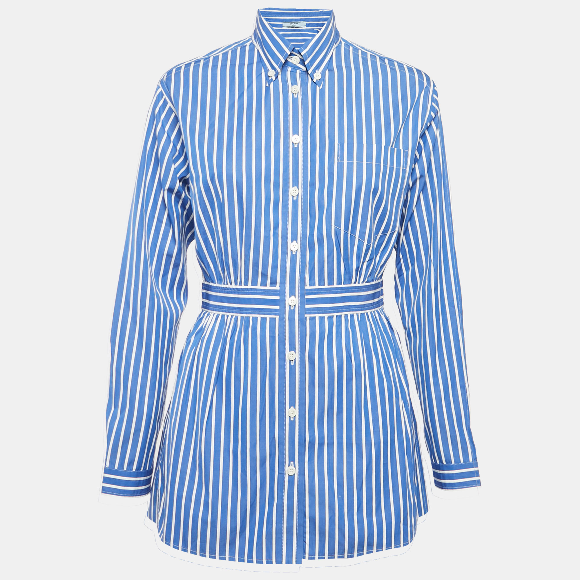 Prada Blue Stripe Cotton Mini Shirt Dress S, Dresses - Luxury Closet catalog