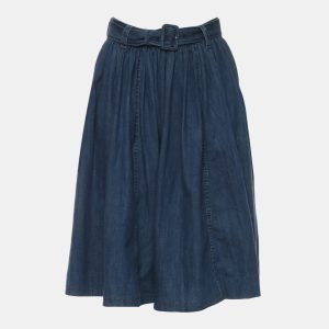 Prada Blue Belted Waist Denim Skirt S, Skirts - Luxury Closet catalog