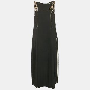 Prada Black Embellished Crepe Pleated Sleeveless Dress M, Dresses - Luxury Closet catalog