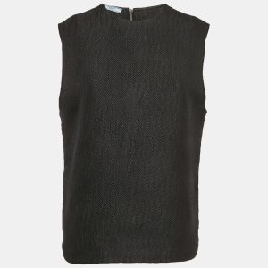 Prada Black Textured Crepe Sleeveless Top M, Shirts & Tops - Luxury Closet catalog