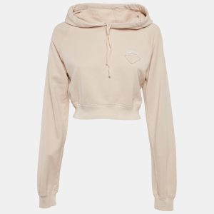 Prada Pink Cotton Knit Cropped Hoodie S, Sweaters & Cardigans - Luxury Closet catalog