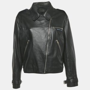 Prada Black Leather Zip-Up Jacket M, Coats & Jackets - Luxury Closet catalog