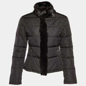 Prada Black Nylon Logo Applique Mink Fur Trim Puffer Jacket S, Coats & Jackets - Luxury Closet catalog