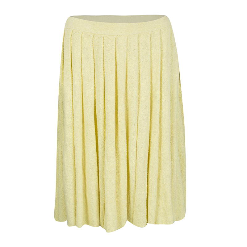 Prada Yellow Pleated Terry Cloth Skirt M, Skirts - Luxury Closet catalog