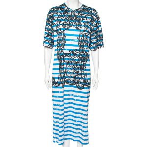 Prada Blue & White Striped Cotton Printed Short Sleeve Dress M, Dresses - Luxury Closet catalog