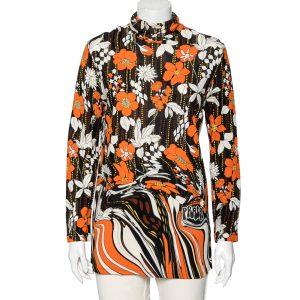 Prada Orange Floral Printed Jersey Long Sleeve Turtleneck Top M, Shirts & Tops - Luxury Closet catalog