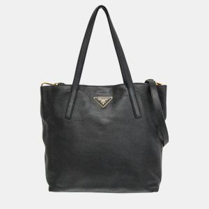 Prada Black Triangle Logo Leather Shoulder Bag, Tote Handbags - Luxury Closet catalog