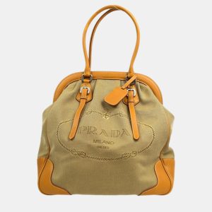 Prada Beige Canvas Logo Jacquard Tote Handbag, Tote Handbags - Luxury Closet catalog