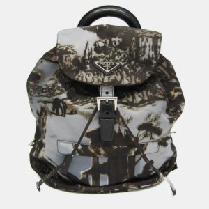Prada Gray Khaki Brown Nylon Landscape Painting Backpack, Backpacks - Luxury Closet catalog