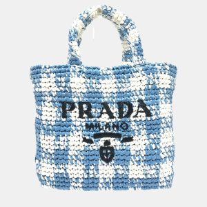 Prada Raffia Blue Small Crochet Basket Tote Bag, Tote Handbags - Luxury Closet catalog