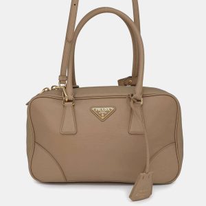 Prada Beige Saffiano Leather Re-Edition 1978 Medium Double Handle Bag, Satchels - Luxury Closet catalog
