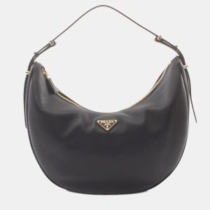 Prada Black Leather Soft Grain Hobo Bag, Shoulder Bags - Luxury Closet catalog